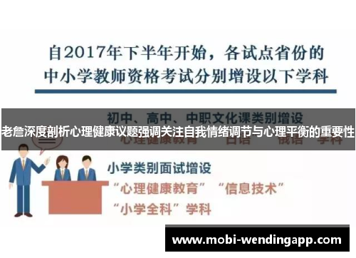 老詹深度剖析心理健康议题强调关注自我情绪调节与心理平衡的重要性