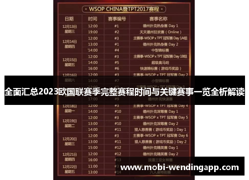 全面汇总2023欧国联赛季完整赛程时间与关键赛事一览全析解读 全面汇总2023欧国联赛季完整赛程时间与关键赛事一览全析解读