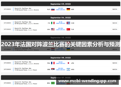 2023年法国对阵波兰比赛的关键因素分析与预测 2023年法国对阵波兰比赛的关键因素分析与预测