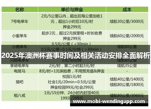 2025年澳洲杯赛事时间及相关活动安排全面解析
