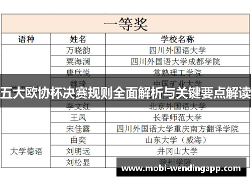 五大欧协杯决赛规则全面解析与关键要点解读
